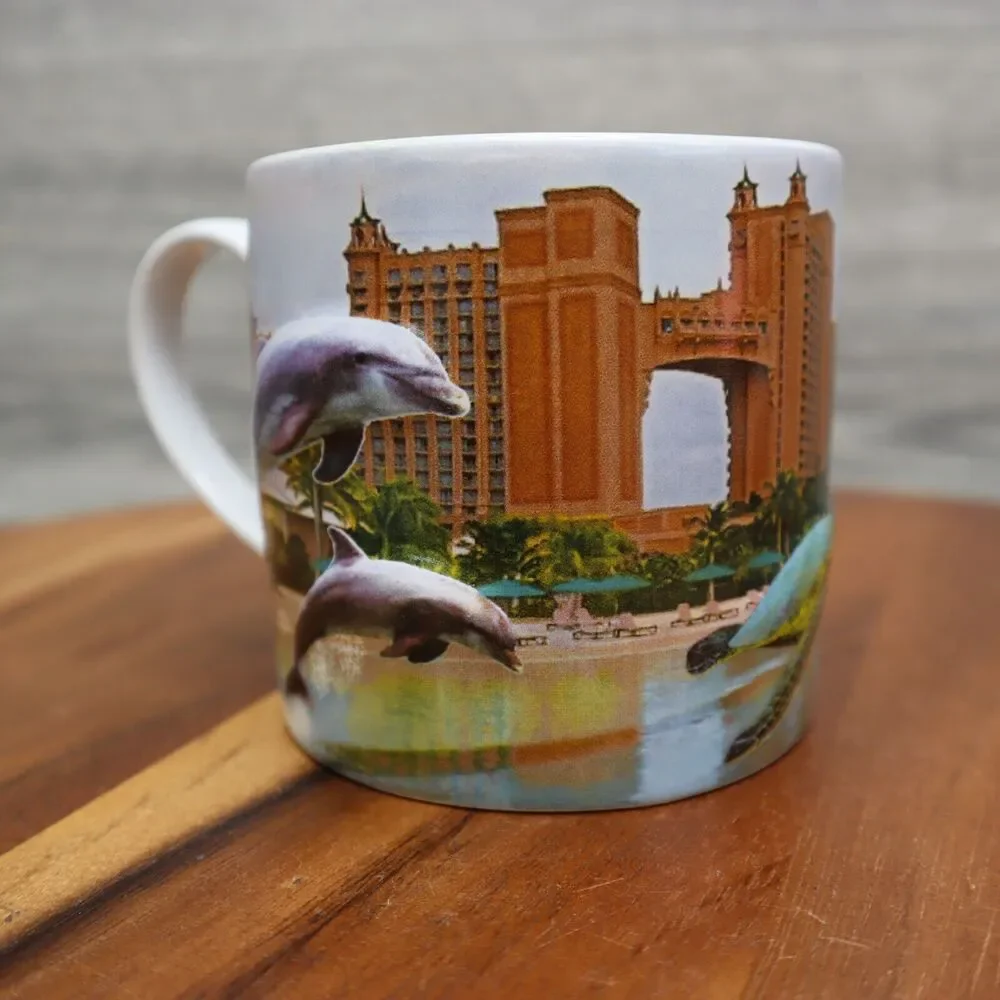 Atlantis Paradise Island Bahamas Souvenir Coffee Mug Resort Hotel Dolphin Design